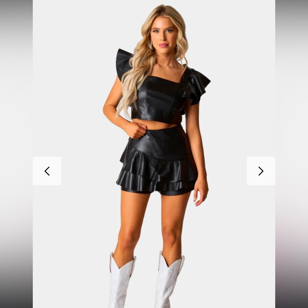 ERIN VEGAN LEATHER OUTFIT SET - BLACK - TOP